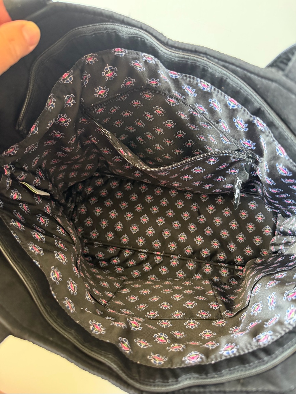Vera Bradley Black Quilted Tote Shoulder Bag - Picture 2 of 6